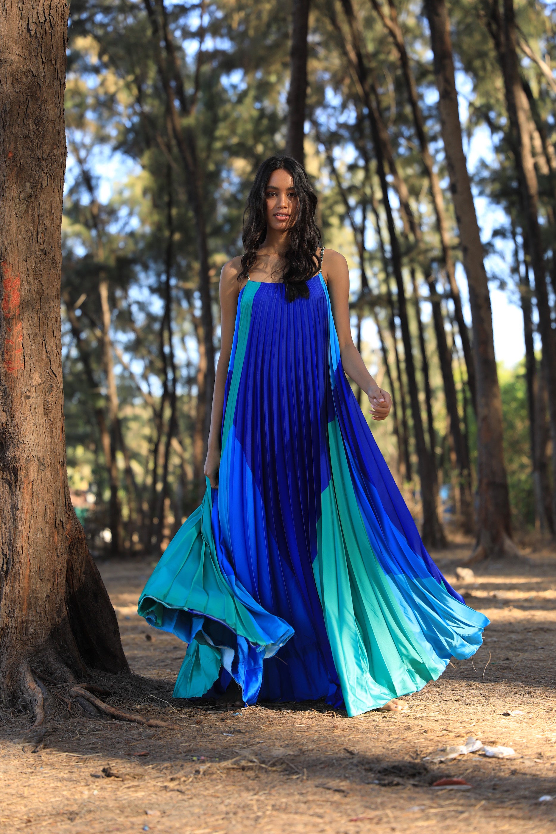 pleated fabric dress Baltic Born Womens Sandra Maxi | Black Elegant and easy Colour blocked heat pleated gown
